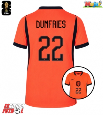 Países Bajos Denzel Dumfries #22 Primera Equipación Mujer Mundial 2026 Manga Corta